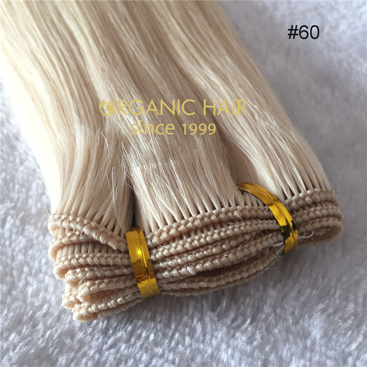 Top quality hair extensions hand tied weft--color #60   C33